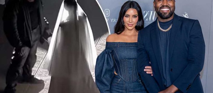 Kim Kardashian dons wedding dress to 'remarry' Kanye West ...
